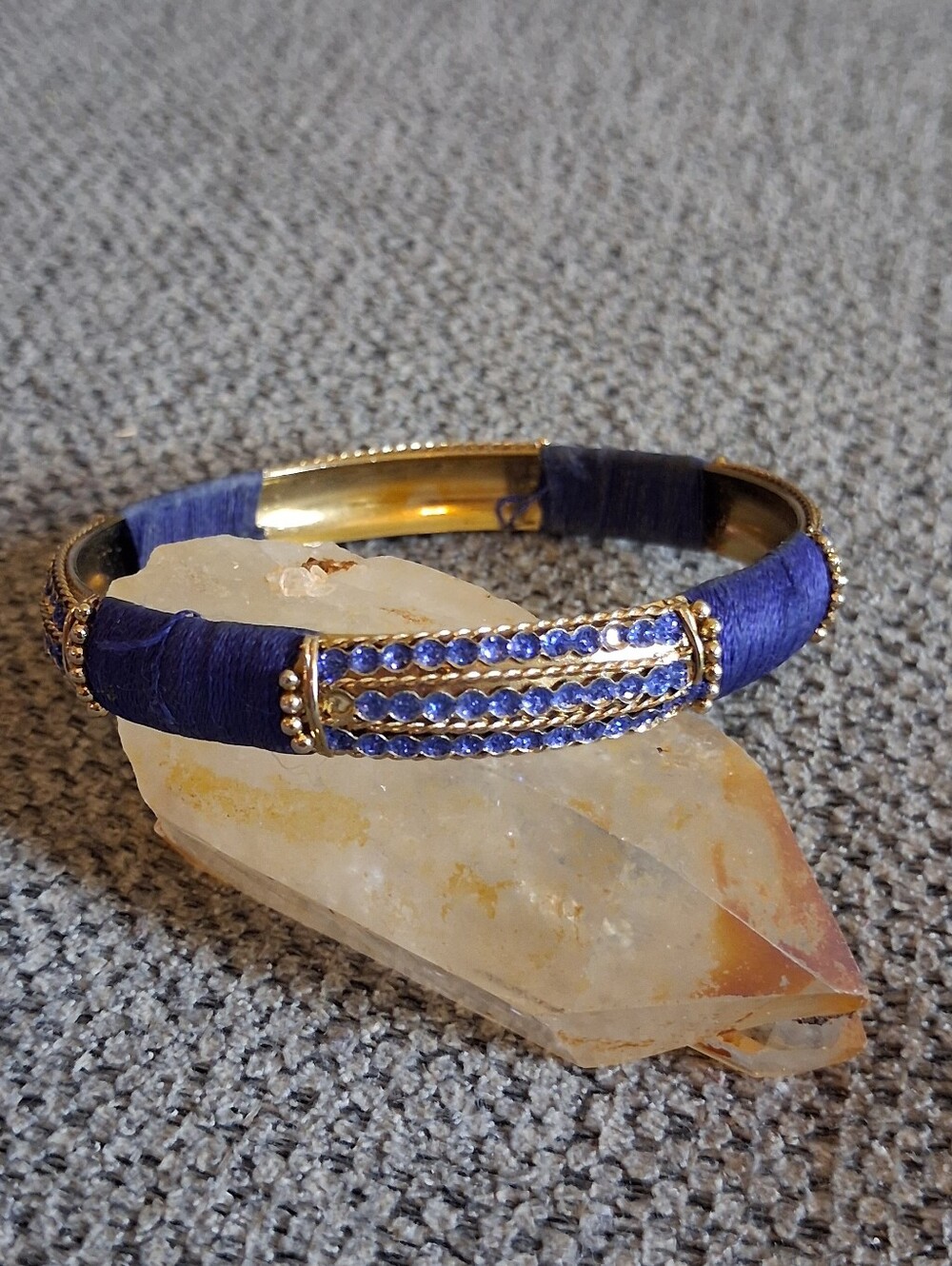 Gold-Tone Blue Wrapped Bangle Bracelet
